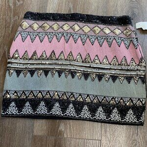 English rose sequin mini skirt NWT